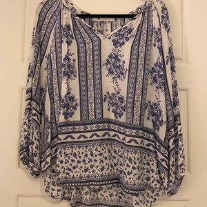 Purple and White Patterned Blouse